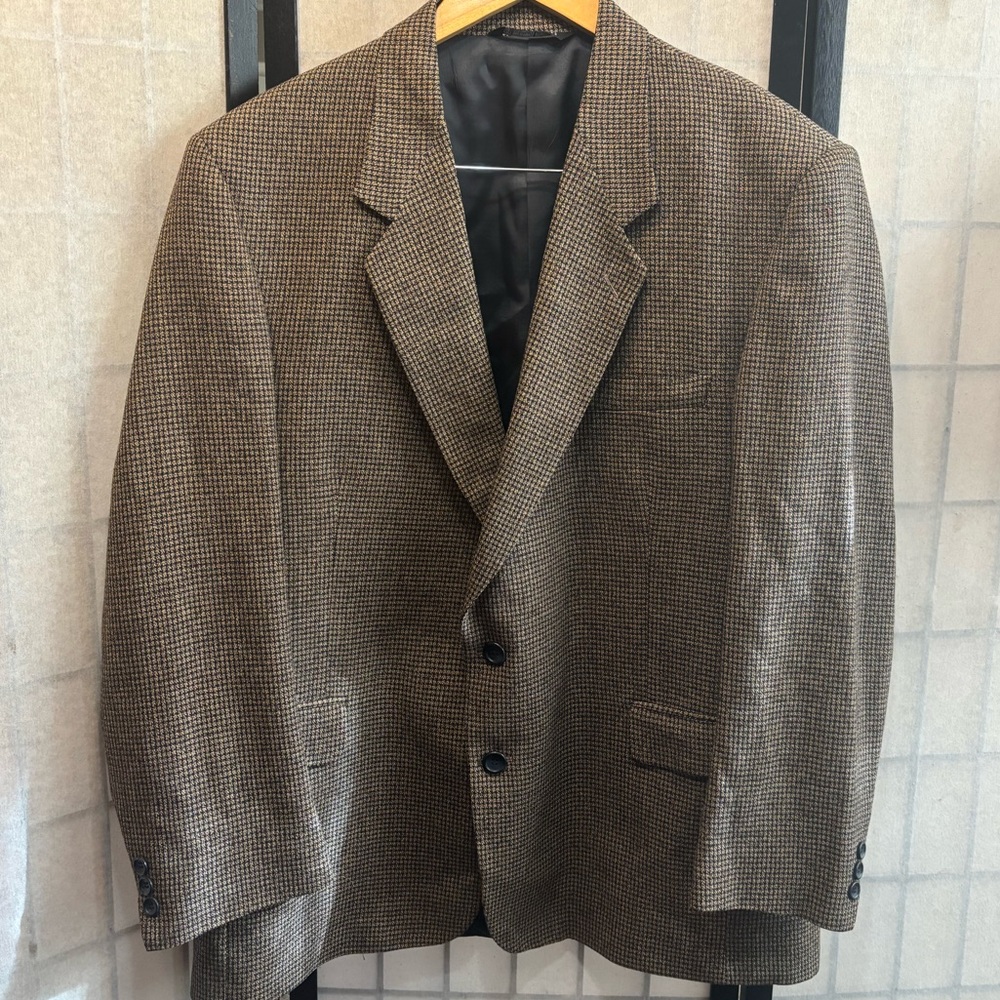 MICHAEL ADAM Vintage Shetland Wool Silk Blend Checked Houndstooth Blazer - Picture 12 of 12